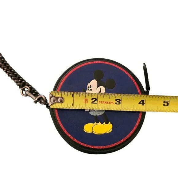 Coach X Disney Round Coin Case Wristlet With Mickey Mouse in V5/Blue Leather - Picture 6 of 9